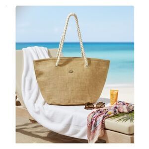 Cappelli Straworld Large Tote Gold Raffia Beach Bag Travel Purse Shoulder Bag